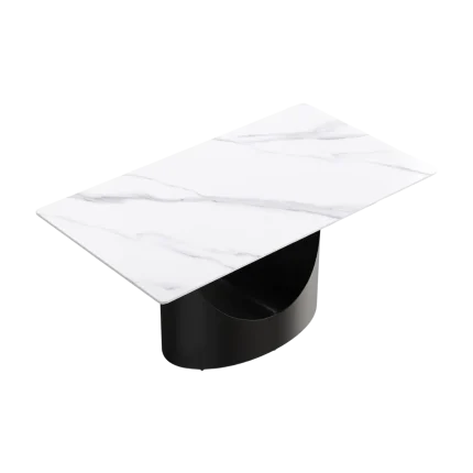 63" White Modern Dining Table Sintered Stone Top| Atunus Home