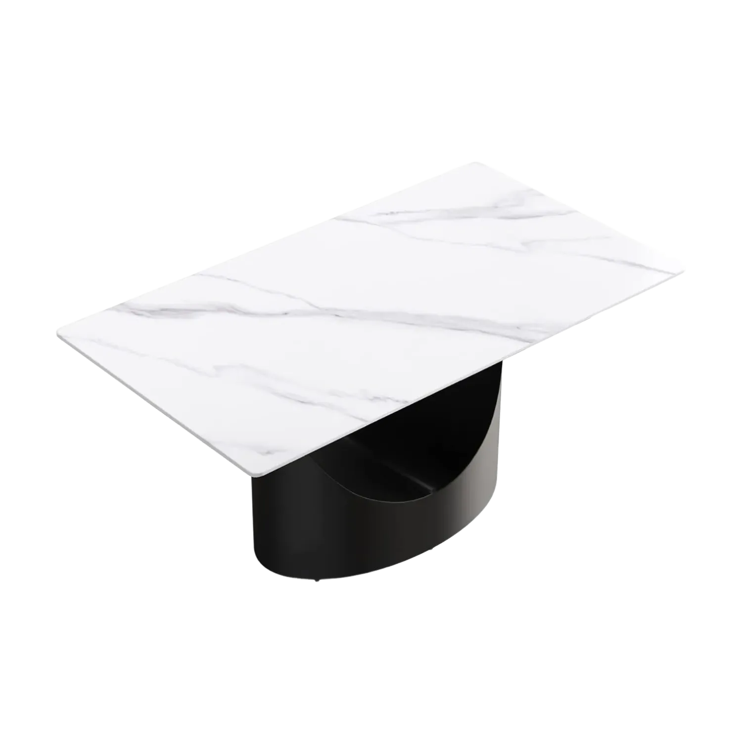 63" Rectangular White with Jet Black Base for 4-6
