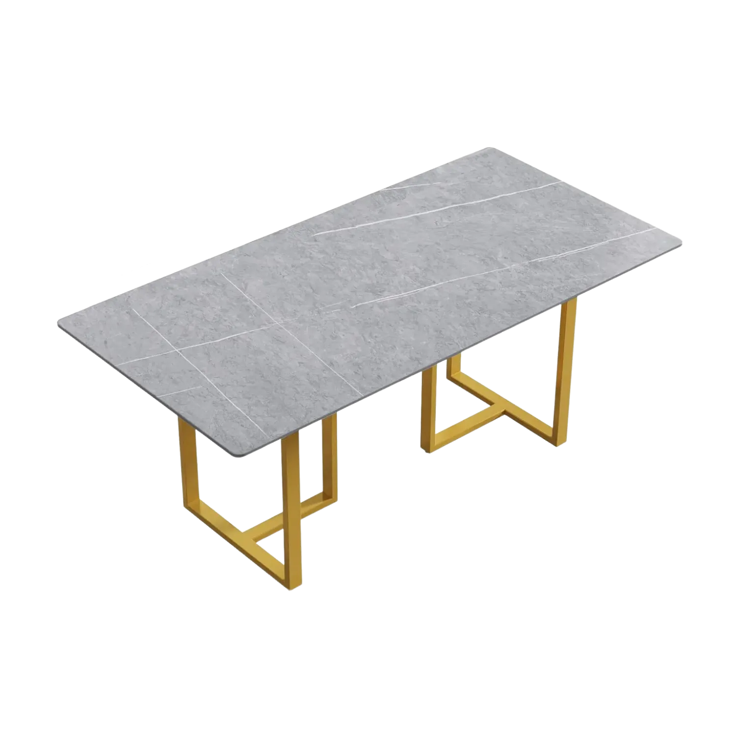 70" Rectangular Grey with Satin Gold Base for 6