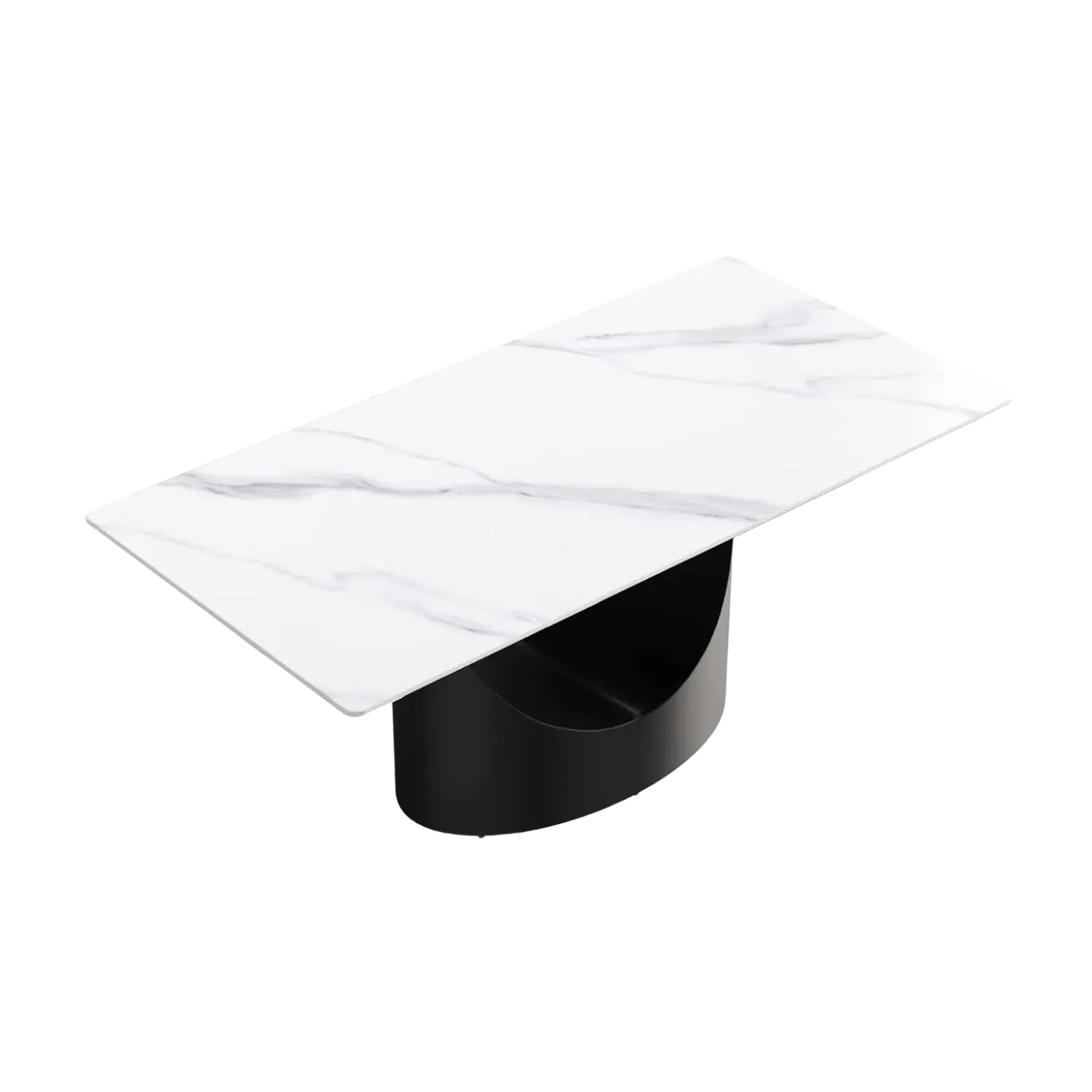 70" Rectangular White with Matte Black Base for 6