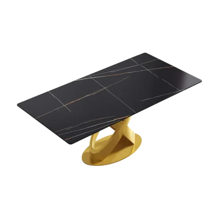 70" Black Modern Dining Table Golden X Base for 6 | Atunus Home