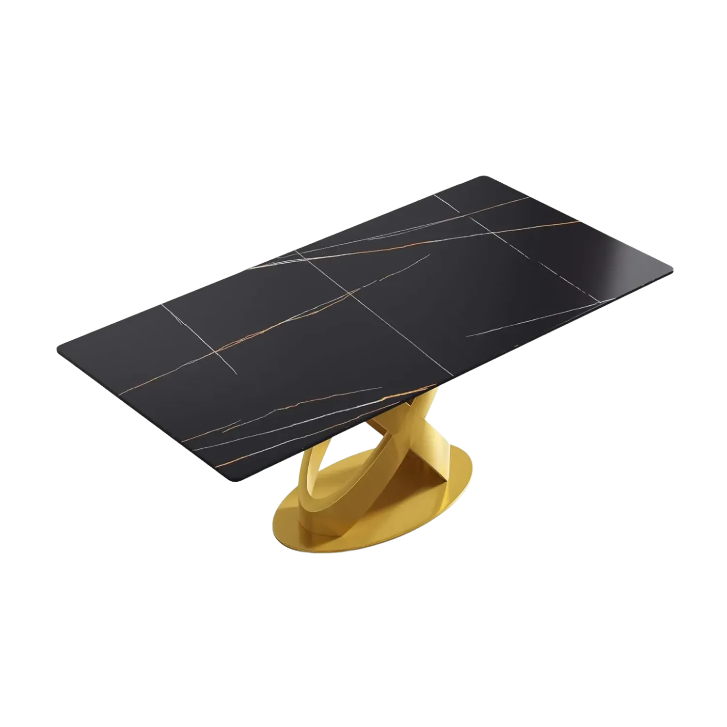 70" Rectangular Black with Luxe Gold Base for 6