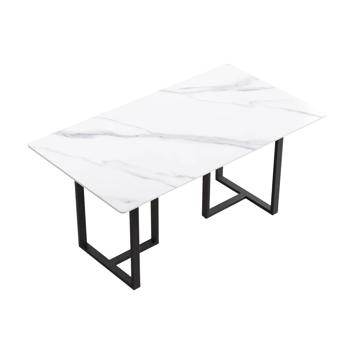 63" Rectangular White with Onyx Black Base