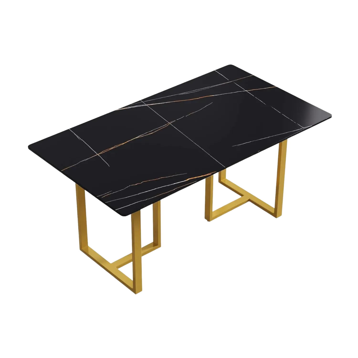 63" Rectangular Black with Satin Gold Base
