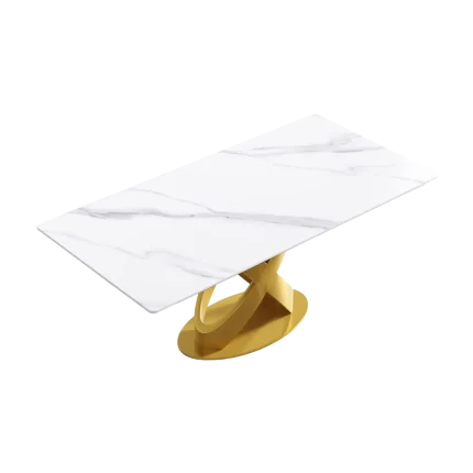 70" White Modern Dining Table X Base for 6 | Atunus Home