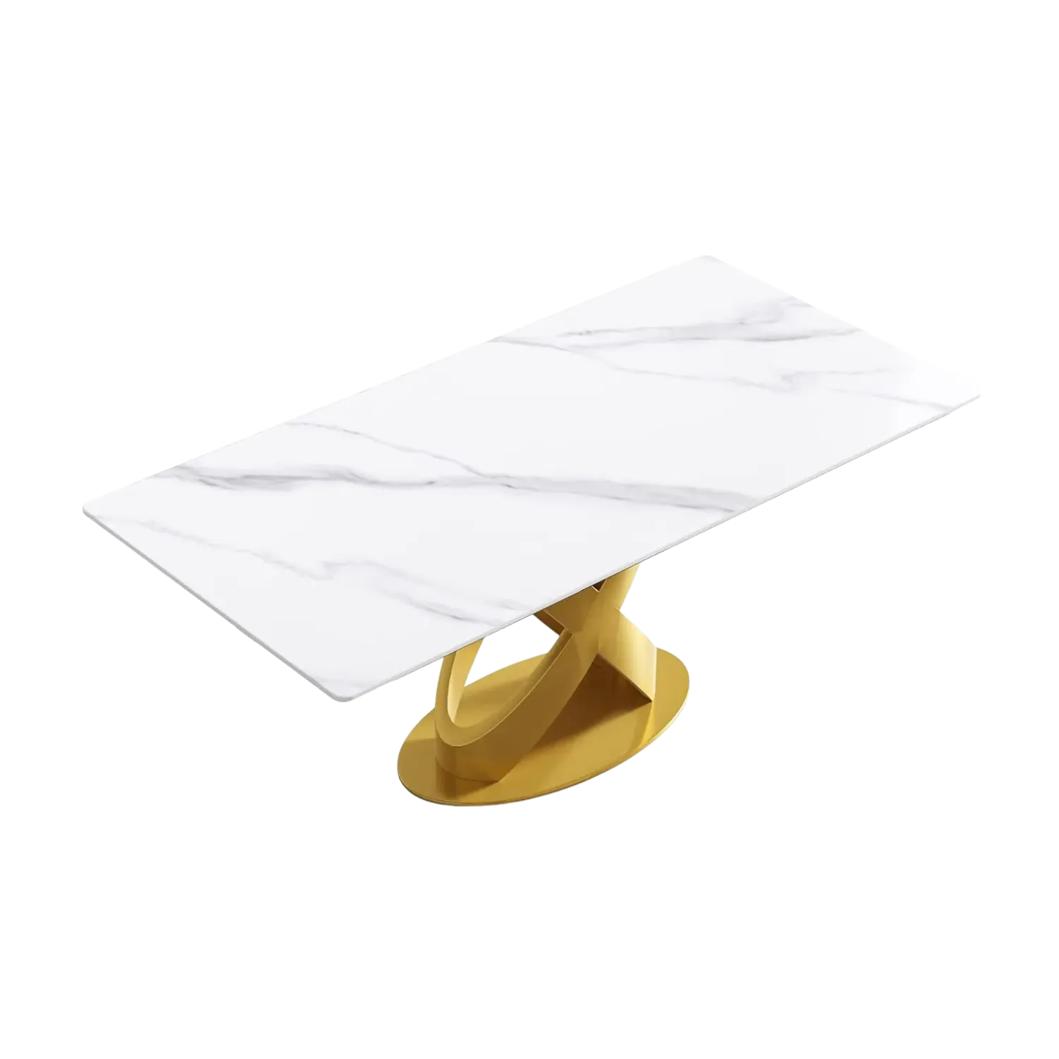 70" Rectangular White with Luxe Gold Base for 6