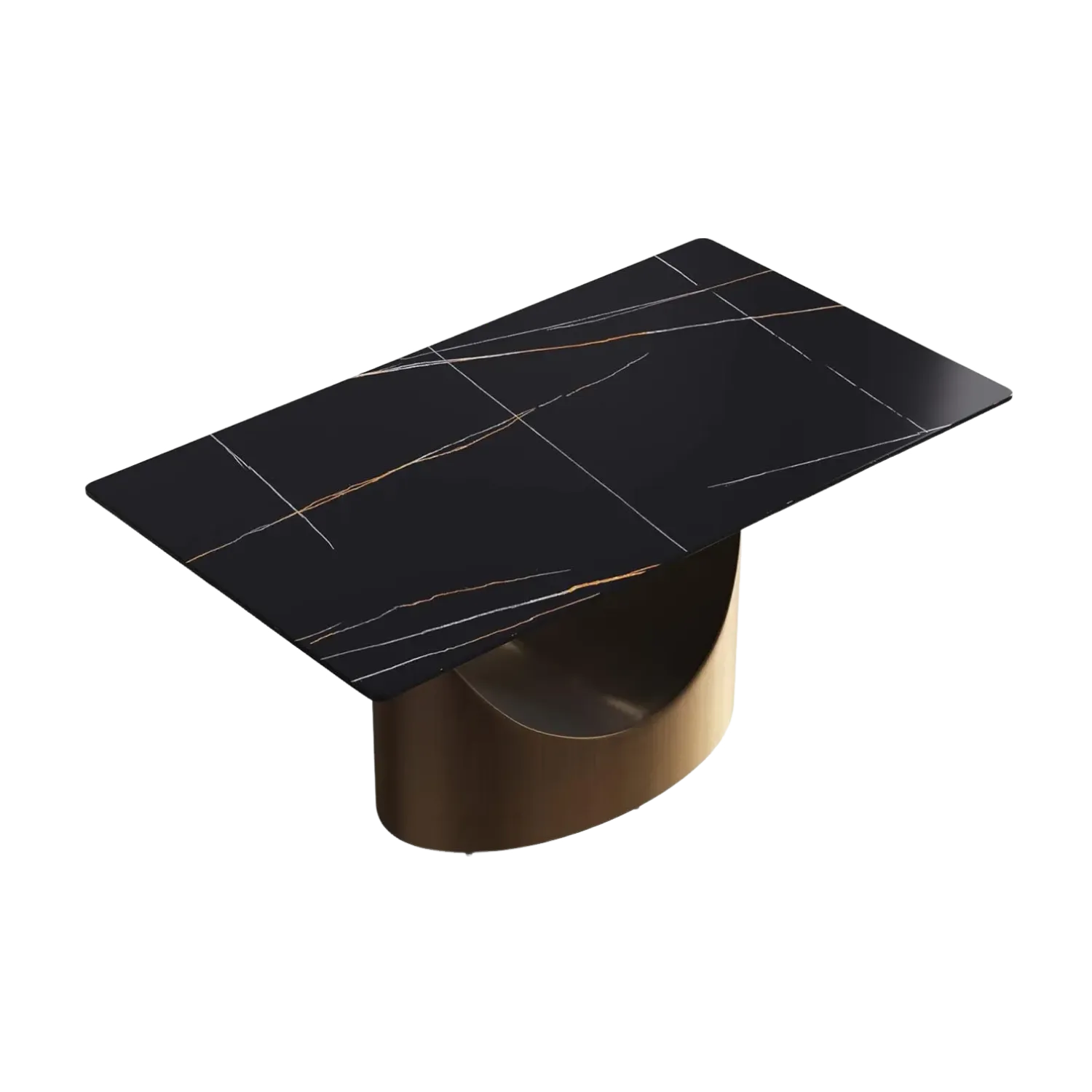 63" Rectangular Black with Dark Gold Base