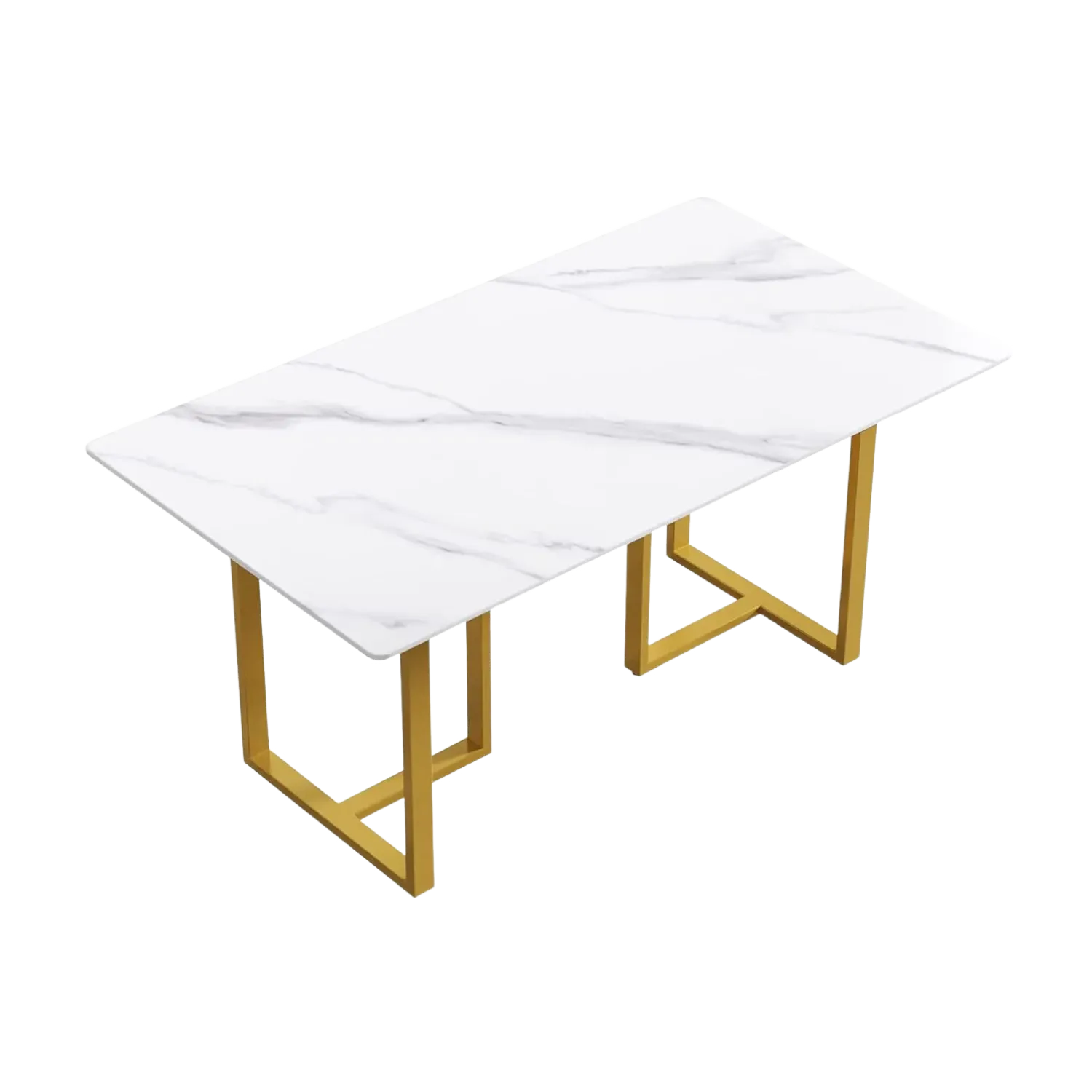 63" Rectangular White with Satin Gold Base