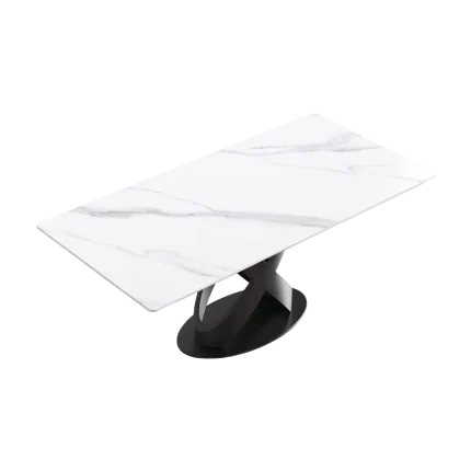 70" White Modern Dining Table Carbon X Base for 6 | Atunus Home