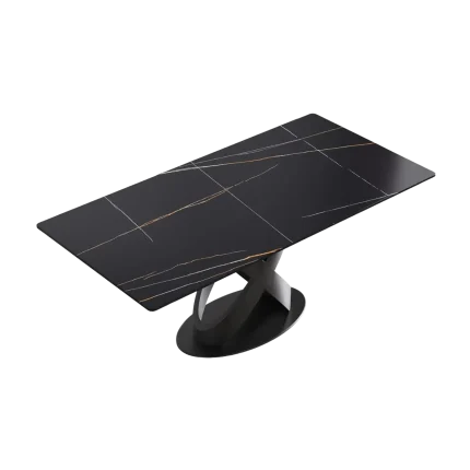 Atlas Elegant Dining Tables | 70" Rectangular Black with Velvet Black Base for 6