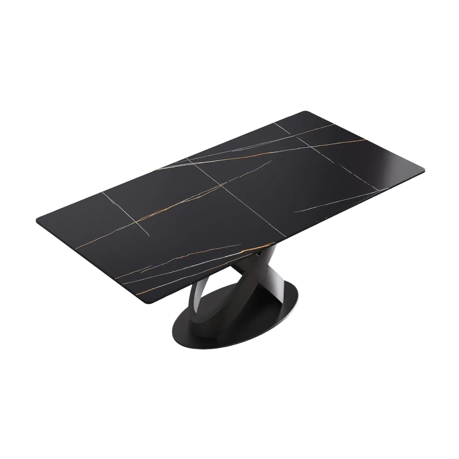 70" Rectangular Black with Velvet Black Base for 6