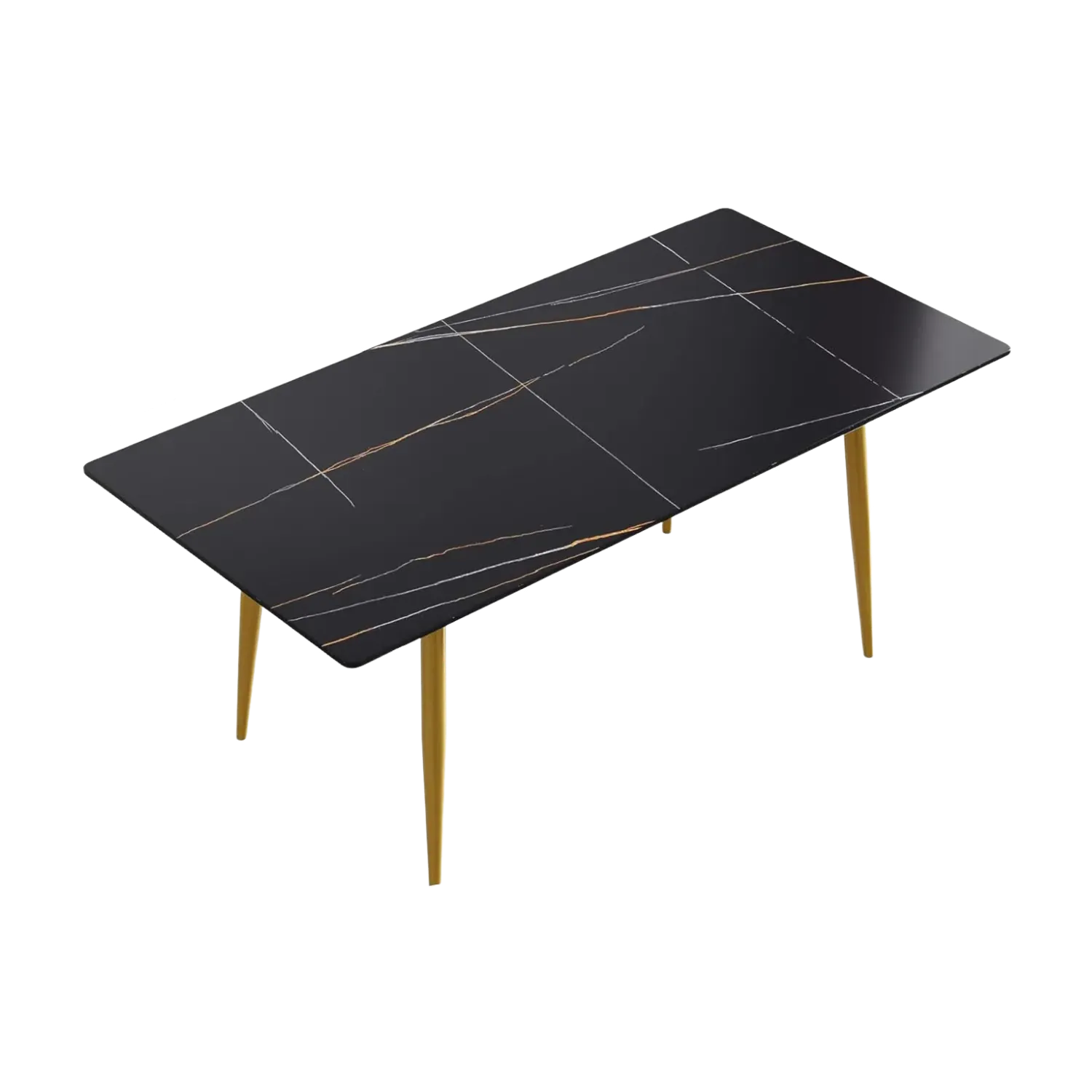 70" Rectangular Black with Dusk Gold Base for 6