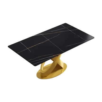 63" Black Modern Dining Table Golden X Base | Atunus Home