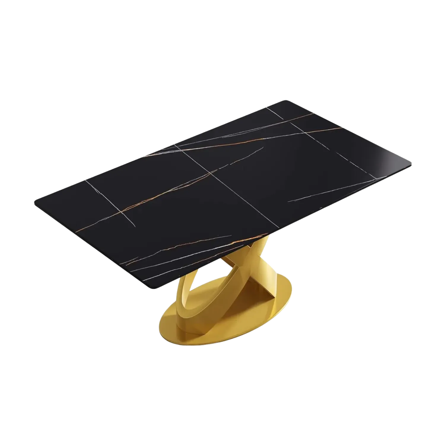 63" Rectangular Black with Luxe Gold Base