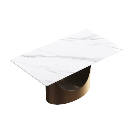 63" White Modern Dining Table Carbon U Base | Atunus Home