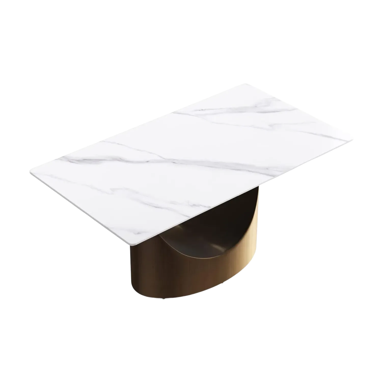 63" Rectangular White with Dark Gold Base