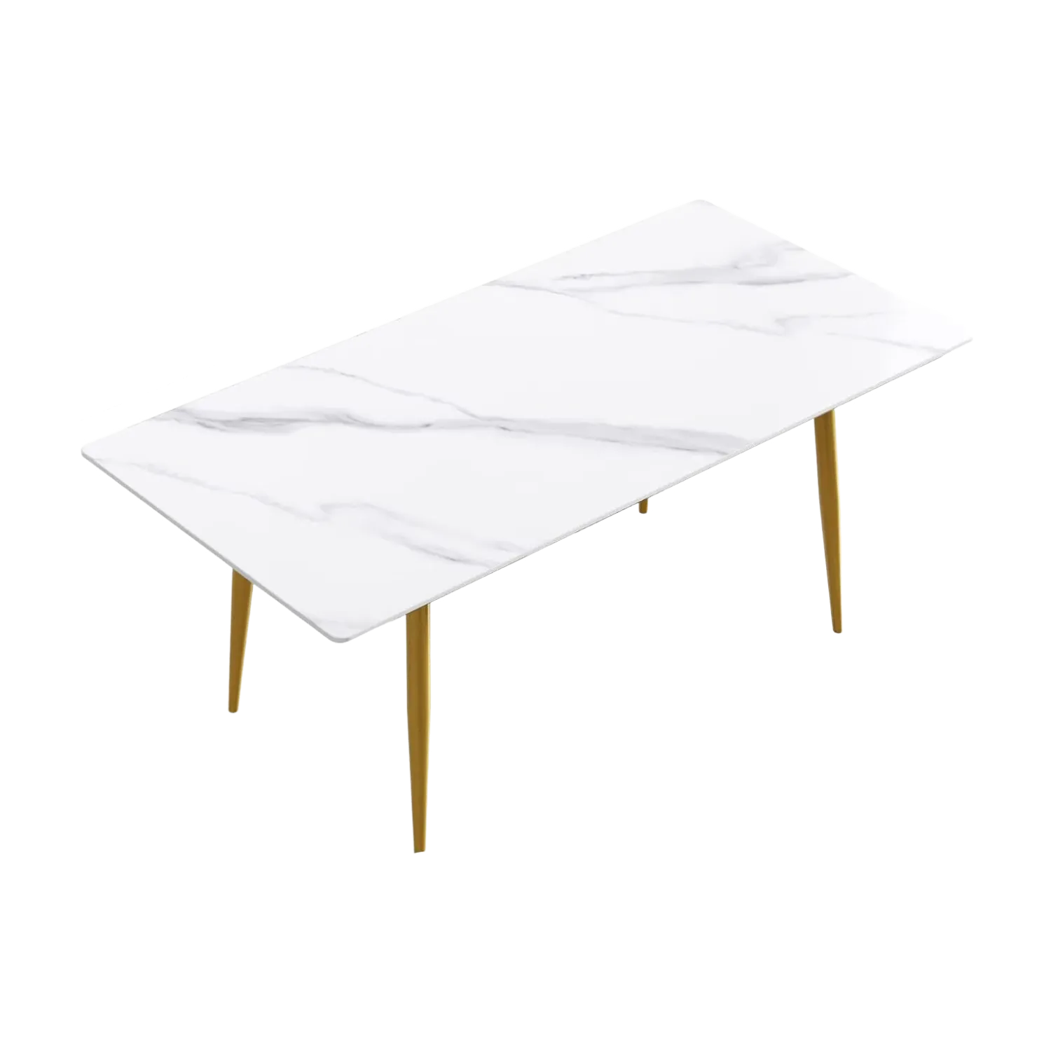 70" Rectangular White with Dusk Gold Base for 6