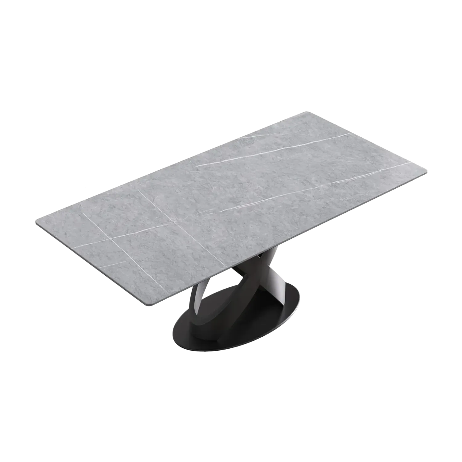70" Rectangular Grey with Velvet Black Base for 6