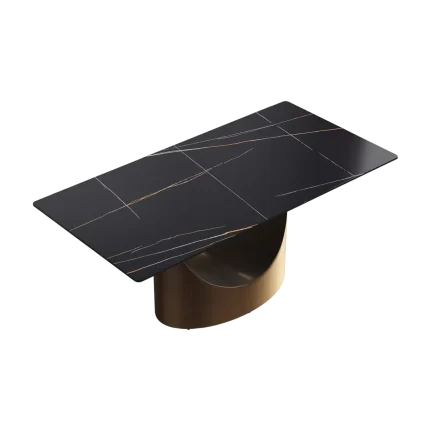 70" Black Modern Dining Table for 6 Carbon Steel Base | Atunus Home