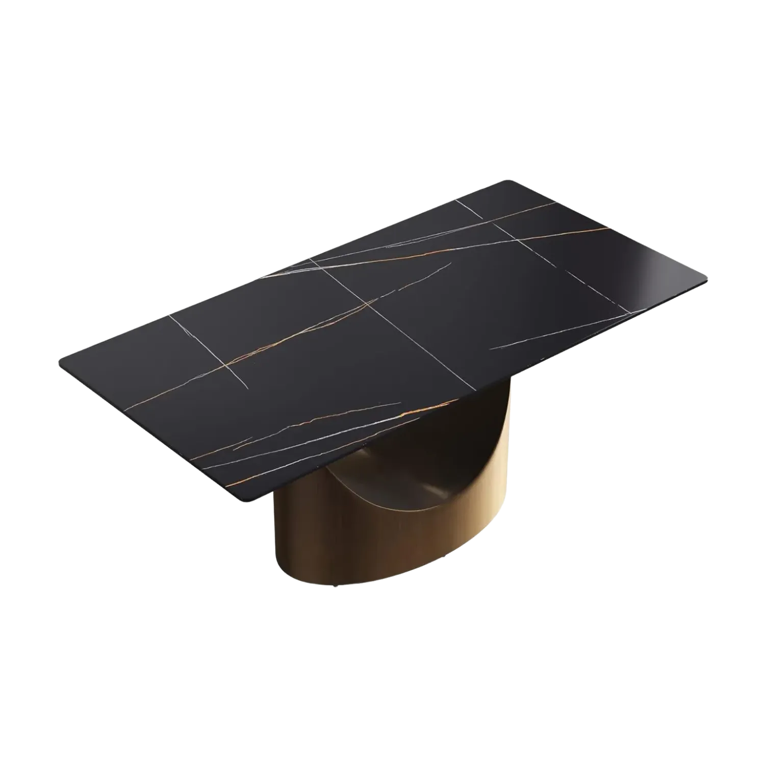 70" Rectangular Black with Dark Gold Base for 6