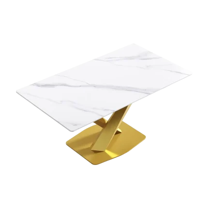63" Modern White Dining Table Stone Dining Table | Atunus Home