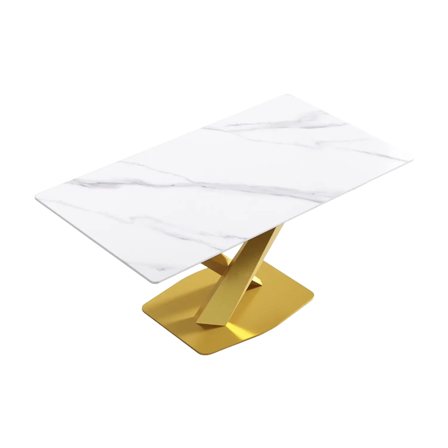 63" Rectangular White with Classic Gold Base