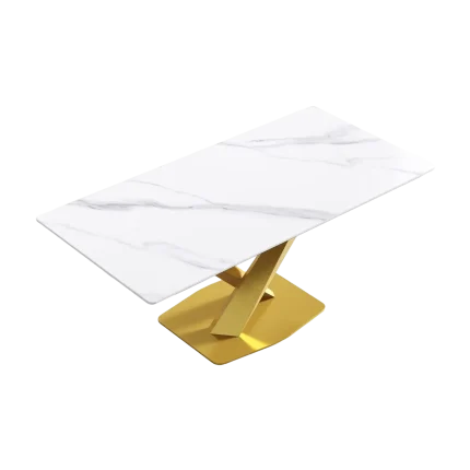 70" Modern White Dining Table Stone Tabletop for 6 | Atunus Home