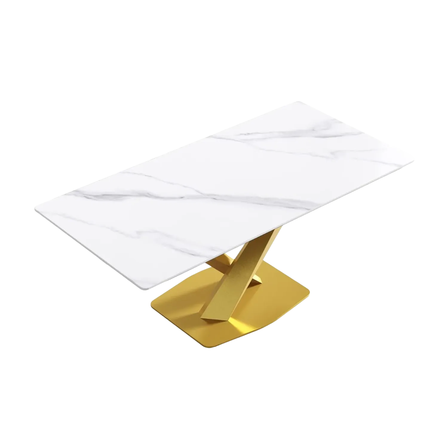 70" Rectangular White with Classic Gold Base for 6