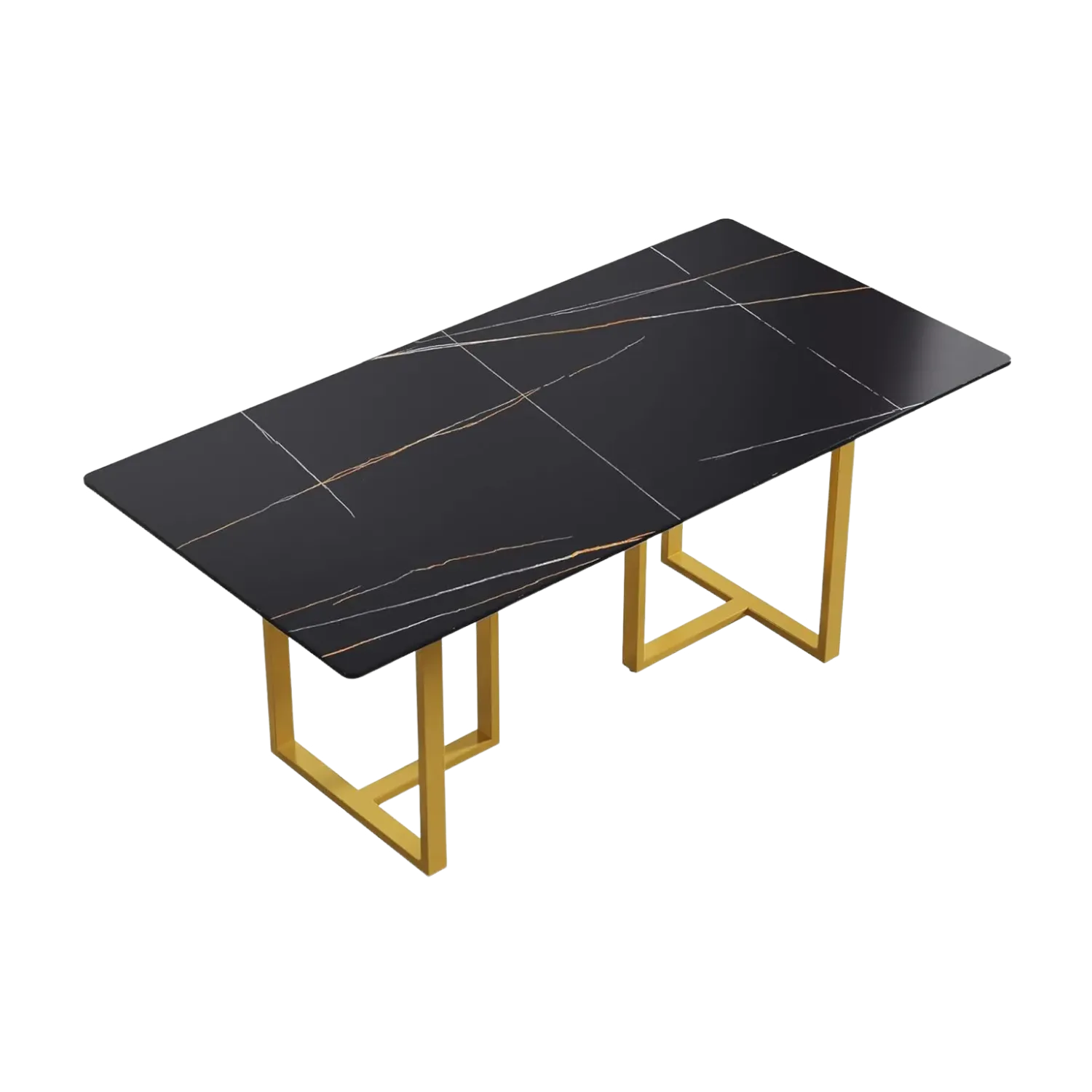 70" Rectangular Black with Satin Gold Base for 6