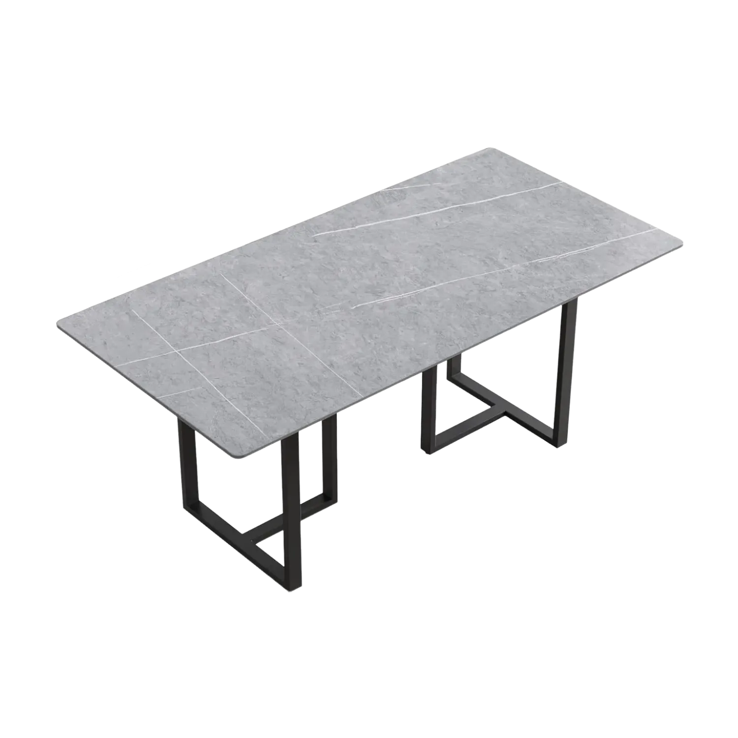 70" Rectangular Grey with Onyx Black Base for 6
