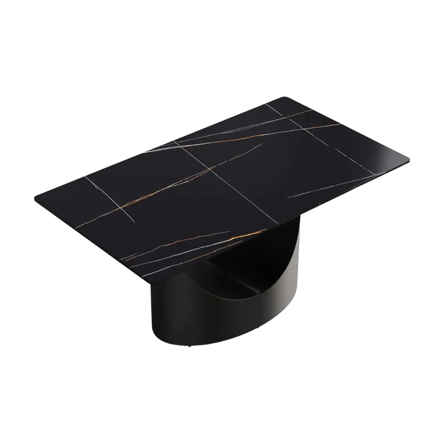 63" Rectangular Black with Matte Black Base