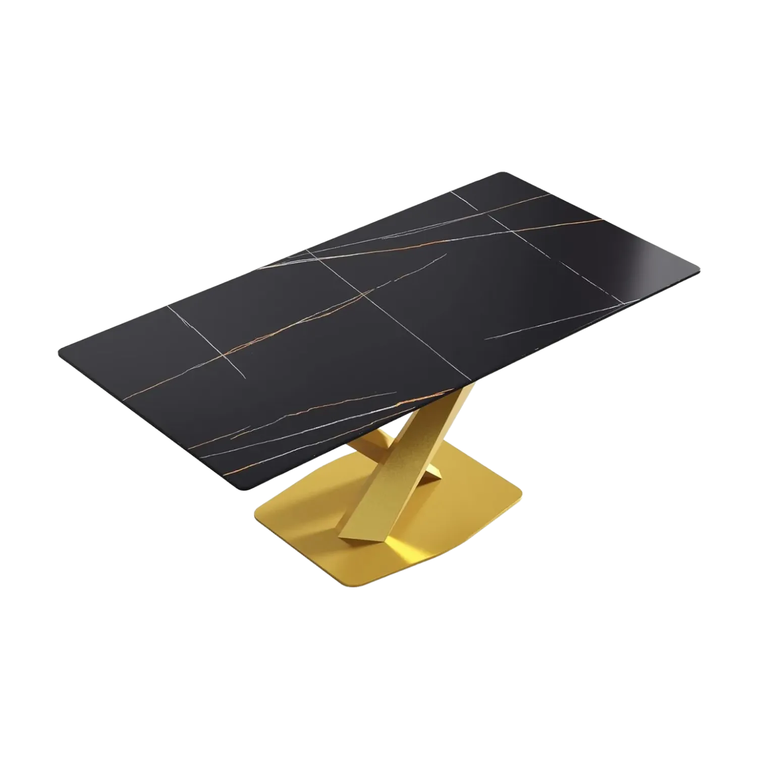 70" Rectangular Black with Classic Gold Base for 6