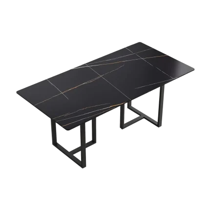 Atlas Elegant Dining Tables | 70" Rectangular Black with Onyx Black Base for 6