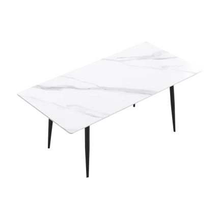 70" Modern Dining Table White Stone Tabletop for 6 | Atunus Home