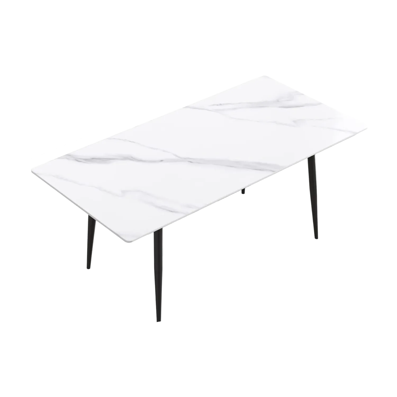 70" Rectangular White with Ink Black Base for 6
