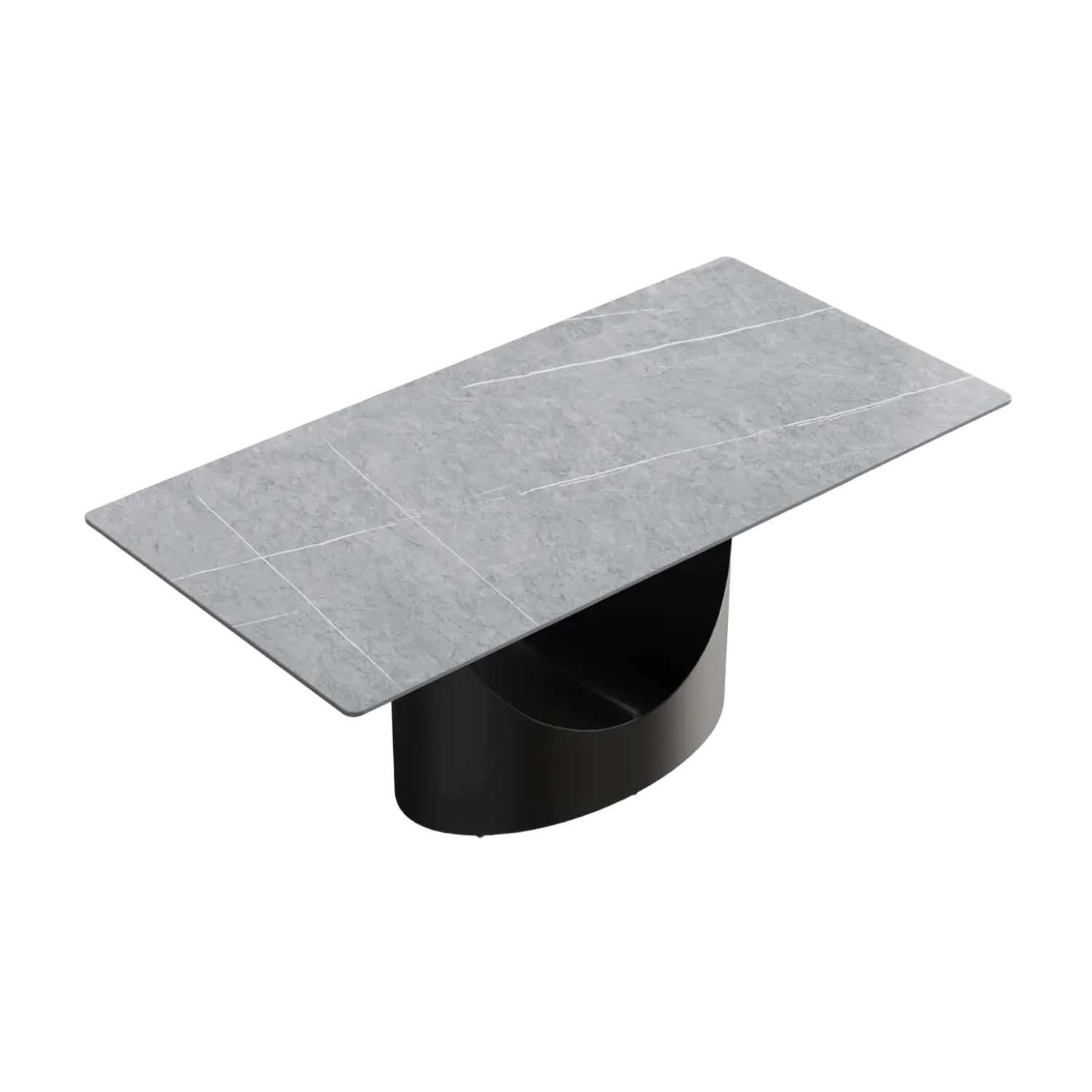 70" Rectangular Grey with Matte Black Base for 6