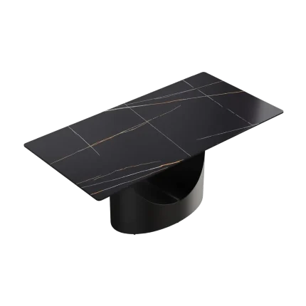 Atlas Elegant Dining Tables | 70" Rectangular Black with Matte Black Base for 6