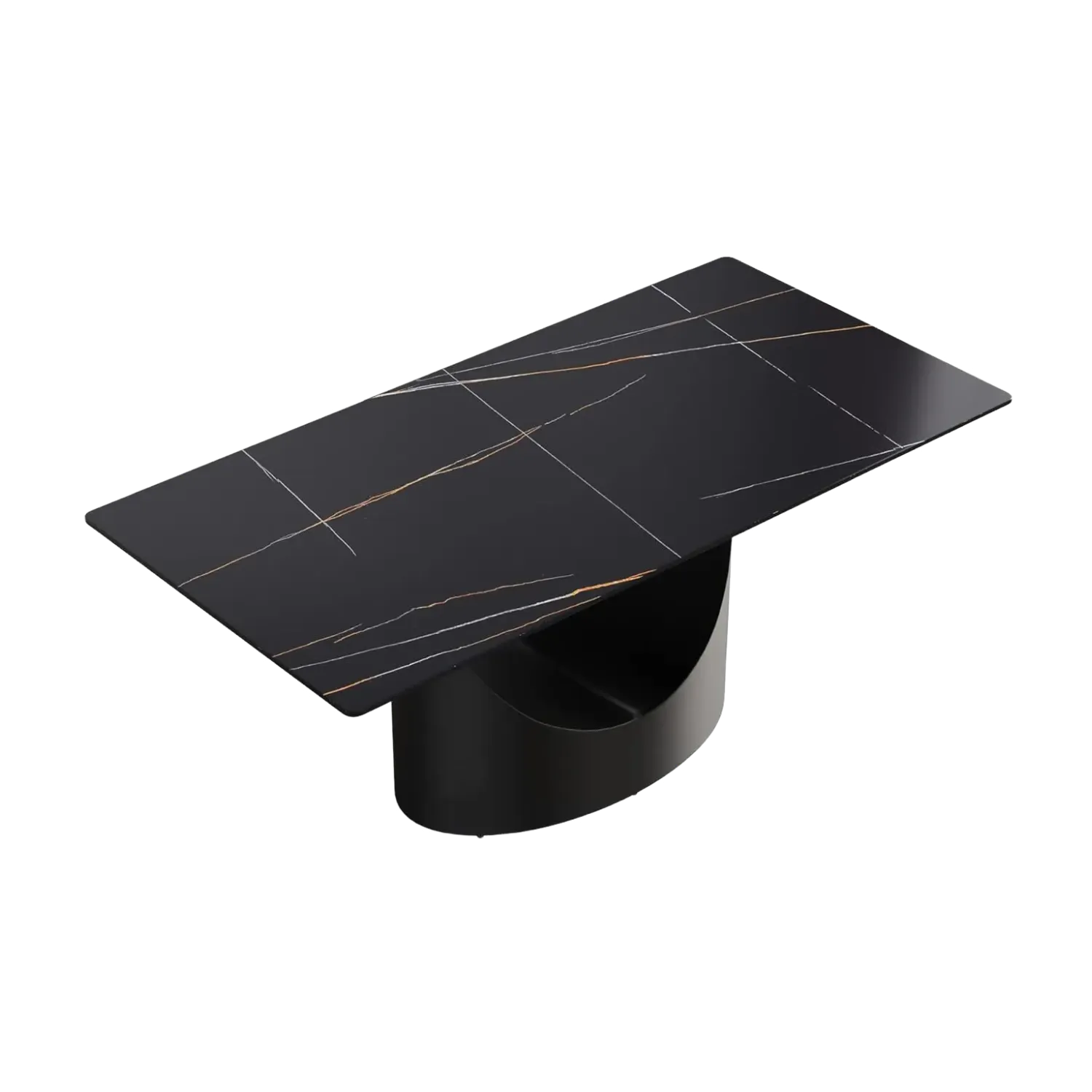 70" Rectangular Black with Matte Black Base for 6