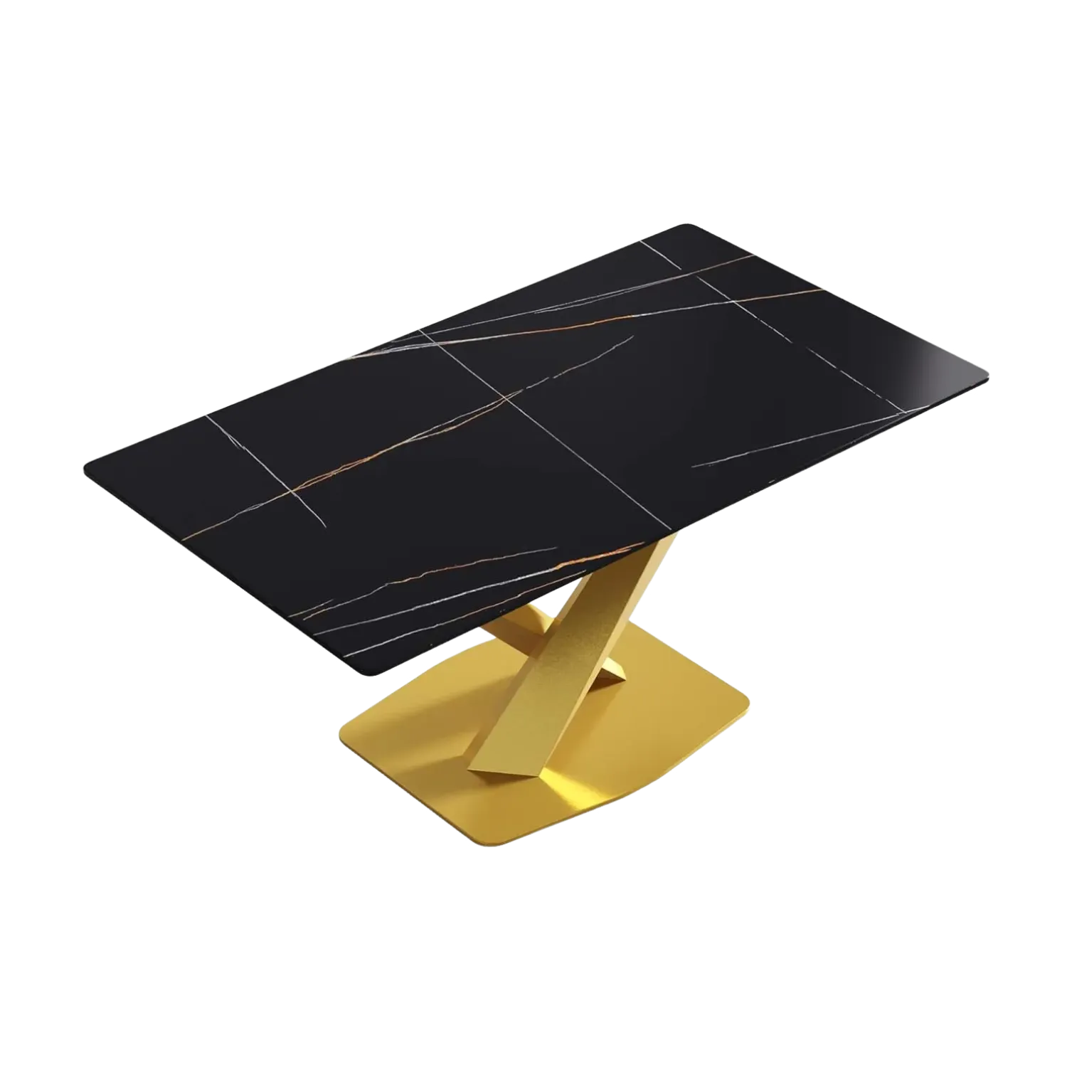 63" Rectangular Black with Classic Gold Base