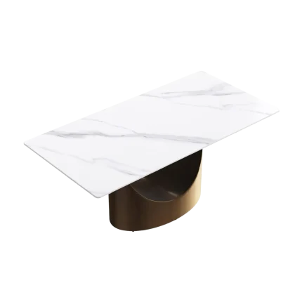 70" Chic Modern White Dining Table Stone Top for 6 | Atunus Home