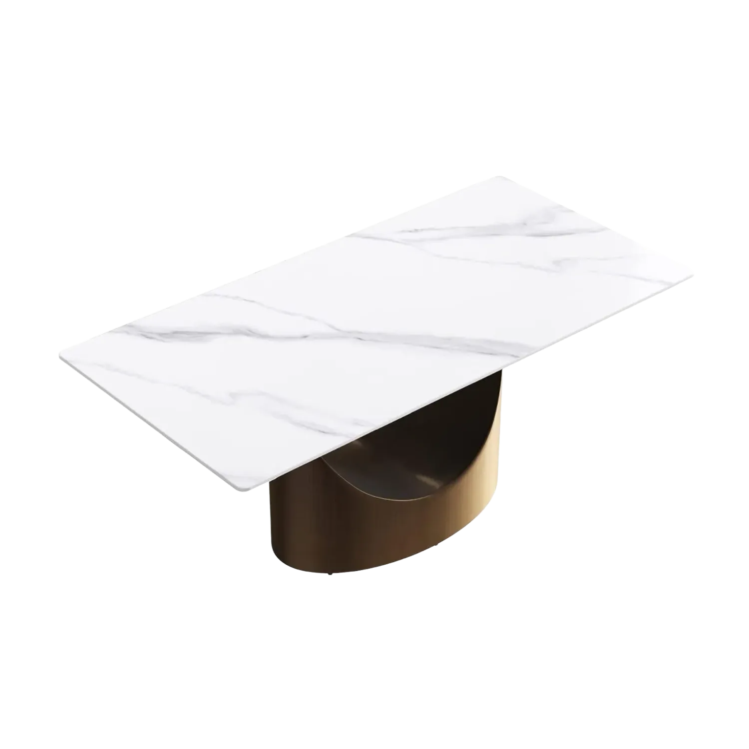 70" Rectangular White with Dark Gold Base for 6