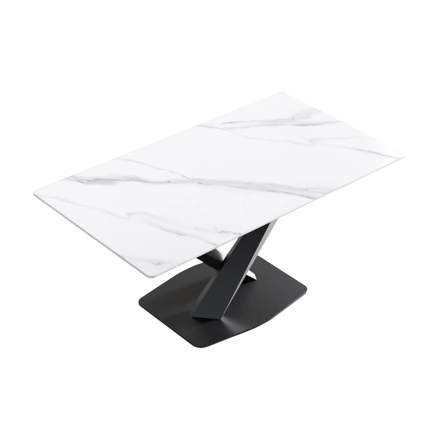 63" Rectangular White with Jet Black Base