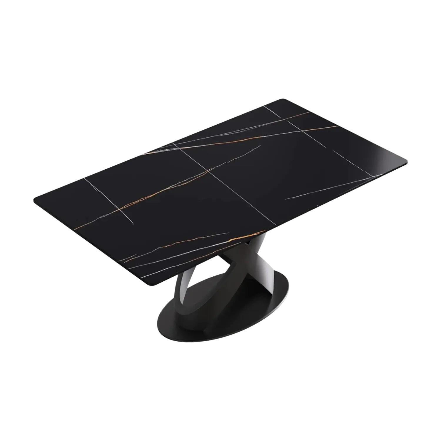 63" Rectangular Black with Velvet Black Base
