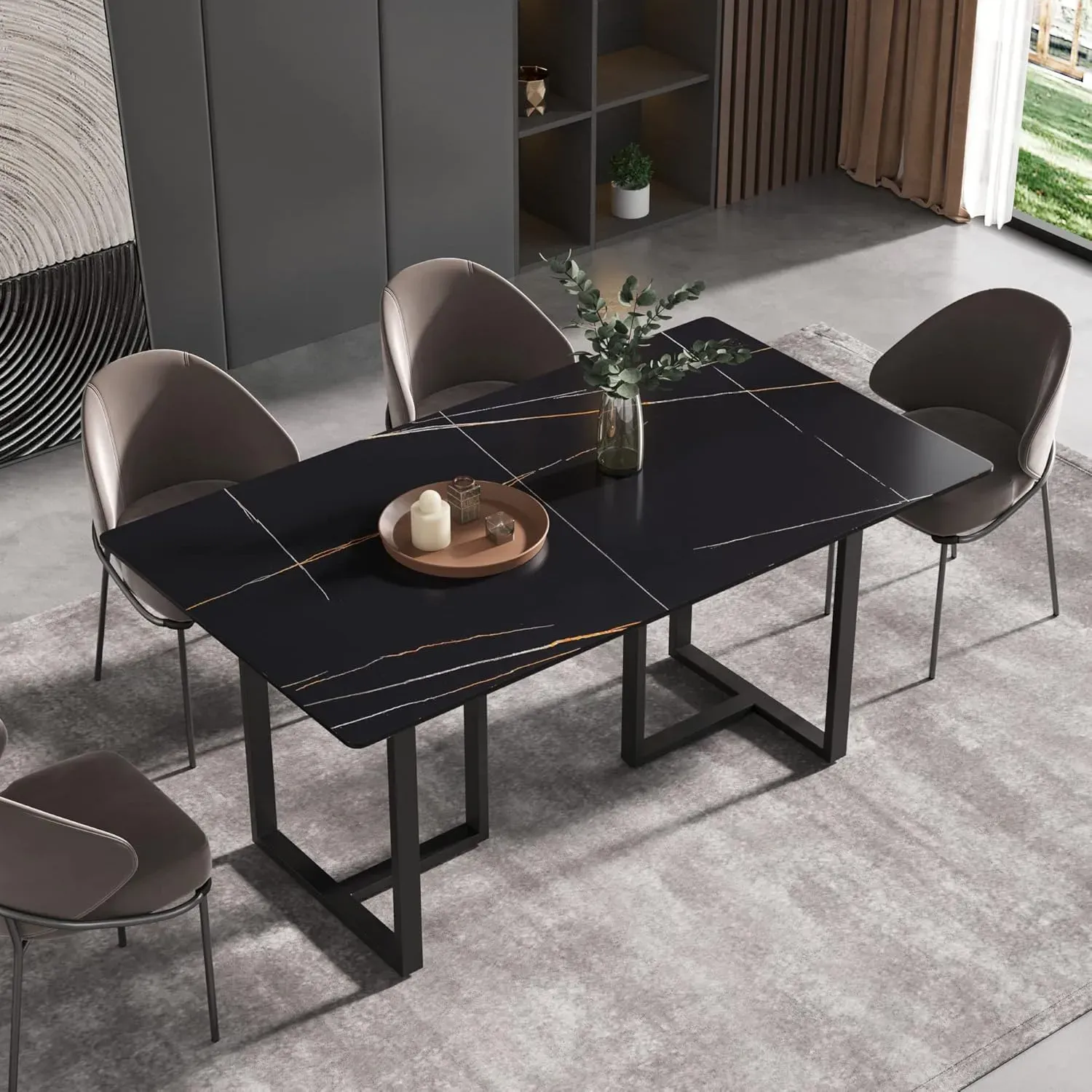 63" Rectangular Black with Onyx Black Base