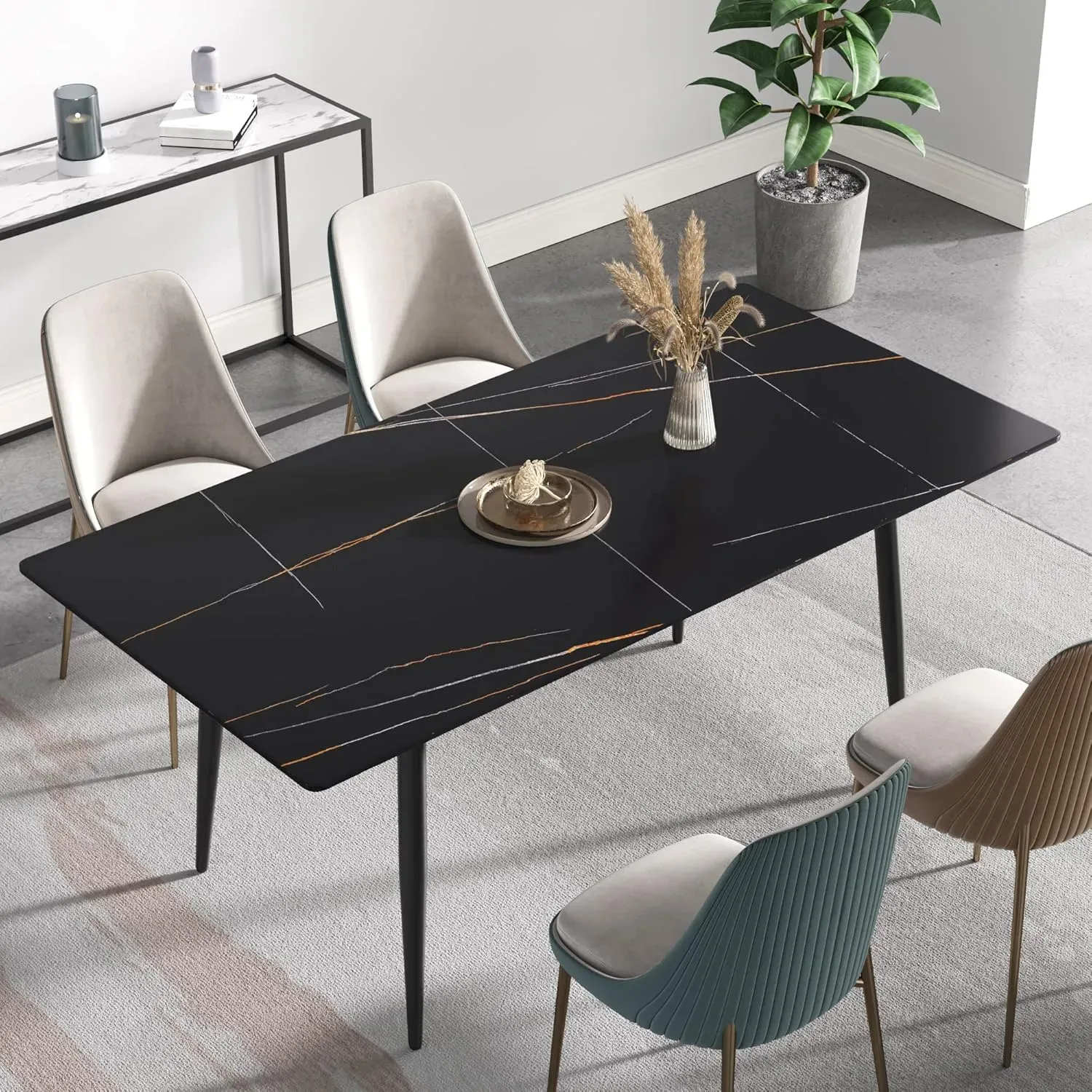 http://70.8%20Modern%20Dining%20Table,%20Black%20Sintered%20Stone%20Tabletop%20Dining%20Table%20With%20Solid%20Carbon%20Steel%20Base,%20Rectangular%20Dining%20Room%20Table%20For%206%201