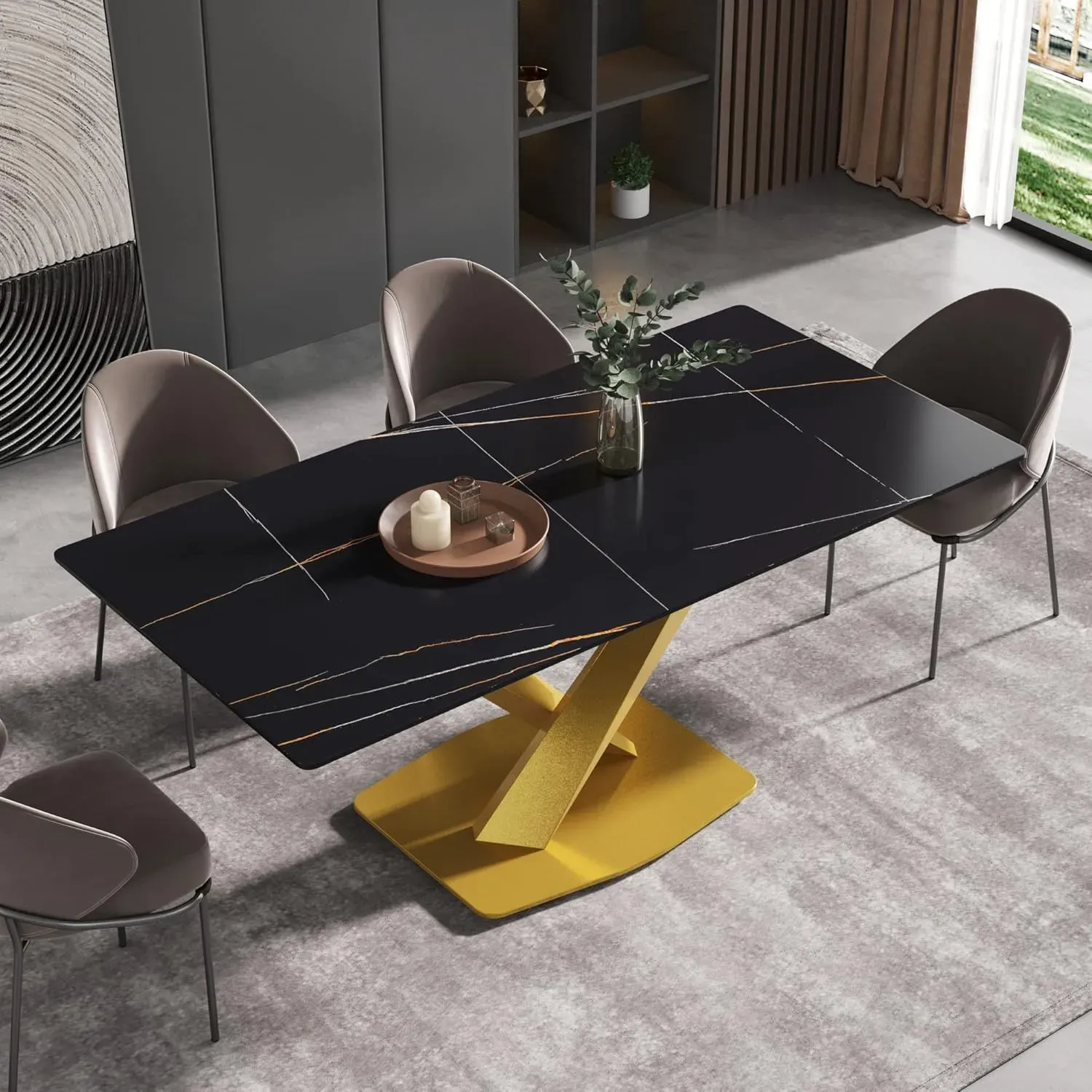 http://70.8%20Modern%20Dining%20Table,%20Black%20Sintered%20Stone%20Tabletop%20Dining%20Table%20With%20Solid%20Carbon%20Steel%20Base,%20Rectangular%20Dining%20Room%20Table%20For%206%201