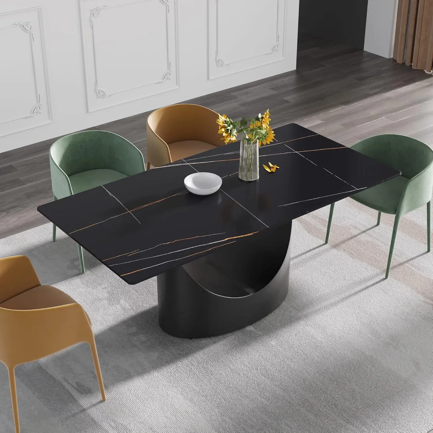 http://70.8%20Modern%20Dining%20Table,%20Black%20Sintered%20Stone%20Tabletop%20Dining%20Table%20With%20Solid%20Carbon%20Steel%20Base,%20Rectangular%20Dining%20Room%20Table%20For%206%207