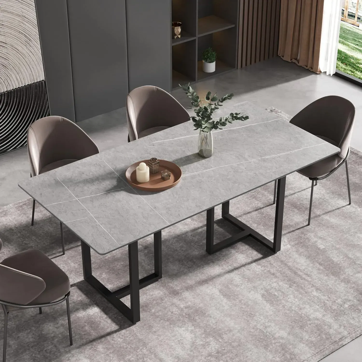 http://70.8%20Modern%20Dining%20Table,%20Grey%20Sintered%20Stone%20Tabletop%20Dining%20Table%20With%20Solid%20Carbon%20Steel%20Base,%20Rectangular%20Dining%20Room%20Table%20For%206%201