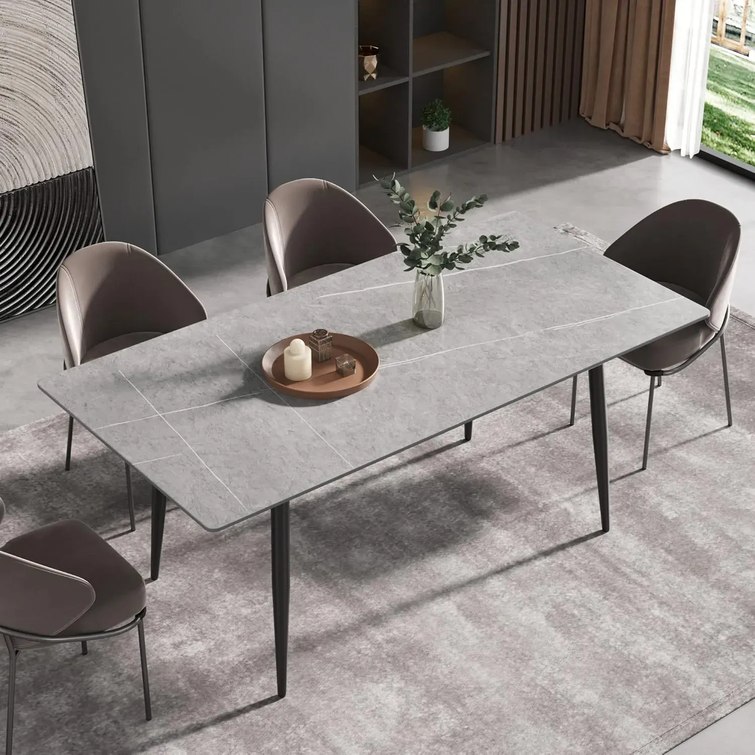 http://70.8%20Modern%20Dining%20Table,%20Grey%20Sintered%20Stone%20Tabletop%20Dining%20Table%20With%20Solid%20Carbon%20Steel%20Base,%20Rectangular%20Dining%20Room%20Table%20For%206%201