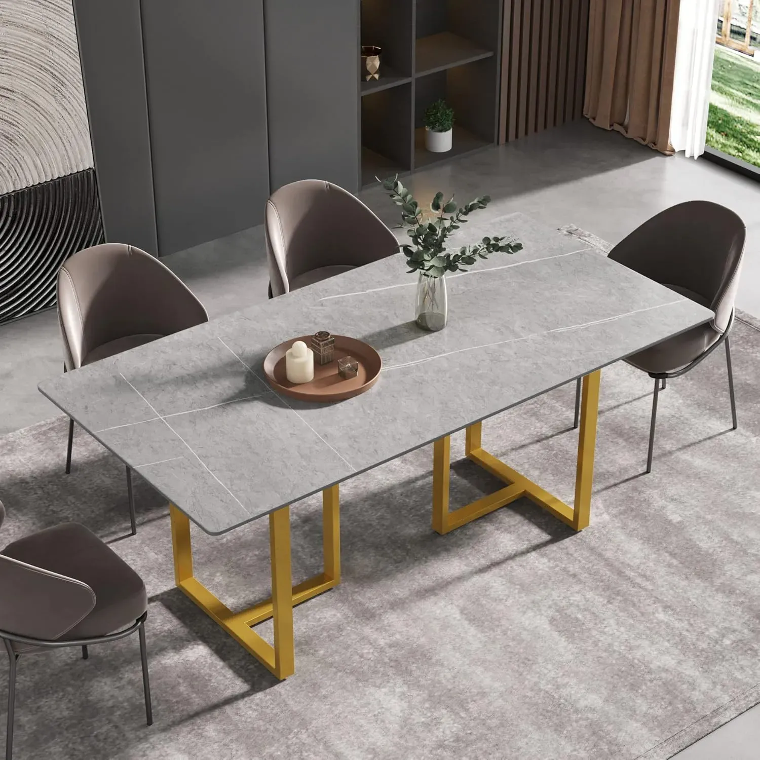 http://70.8%20Modern%20Dining%20Table,%20Grey%20Sintered%20Stone%20Tabletop%20Dining%20Table%20With%20Solid%20Carbon%20Steel%20Base,%20Rectangular%20Dining%20Room%20Table%20For%206%203